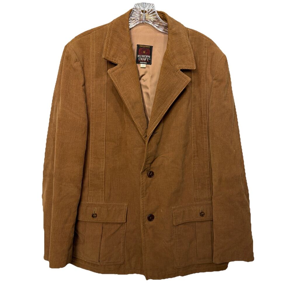 Vintage Europe Craft Jacket Mens 40 Brown Corduroy chore barn lined